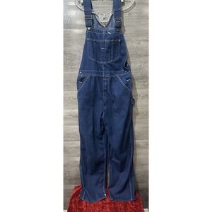 VINTAGE Sears Roebuck Overalls Mens 36x32 Blue Jean Denim Bib Farmer Carpenter L